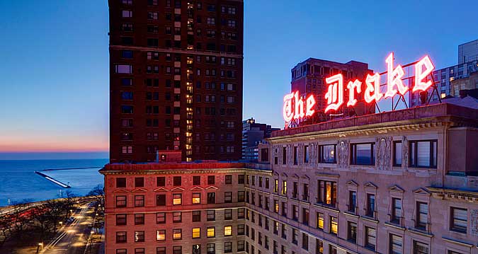 The Drake Hotel at dusk exterior