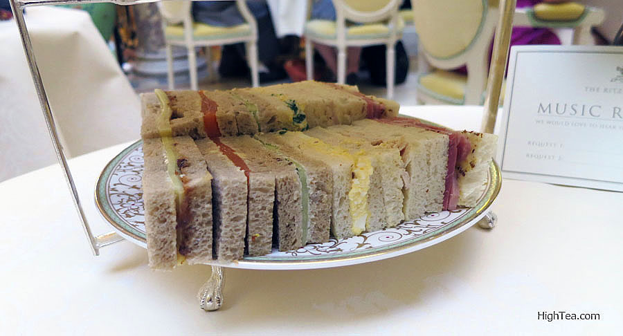 Tea sandwiches at The London Ritz Afternoon Tea in the Palm Court