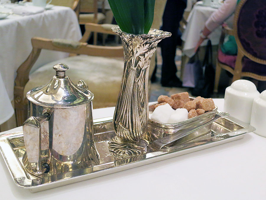 Silver tea service for afternoon tea at The Plaza Hotel New York