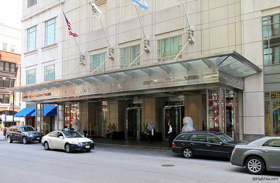 Front entrance Peninsula Hotel Chicago on E Superior St