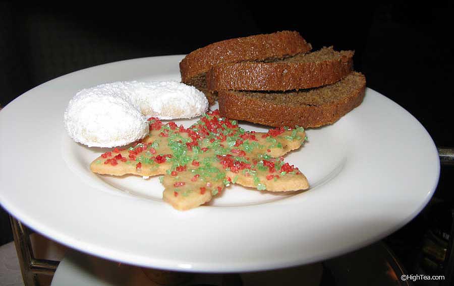 ginger tea bread, almond cookie, sugar snowflake for afternoon tea at The Four Seasons Hotel Chicago